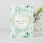 Mint Green Rose Floral Wedding Einladung (Stehend Vorderseite)