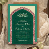 Mint Green Rose Gold Glitzer Mihrab Moslem Hochzei Einladung