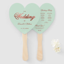 Mint Green Rose Gold Wedding Program Heart