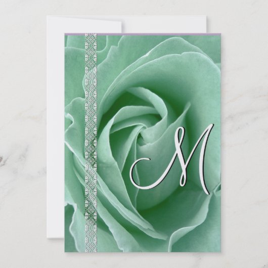 MINT GREEN Rose & Hochzeit Einladungen (Vorderseite)