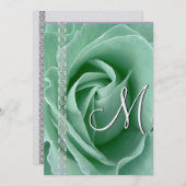 MINT GREEN Rose & Hochzeit Einladungen (Vorne/Hinten)
