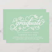 Mint Green Rustic Calligraphy Graduation Party Einladung (Vorne/Hinten)