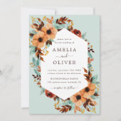 Mint Green Rustic Floral Watercolor Hochzeit Einladung (Vorderseite)