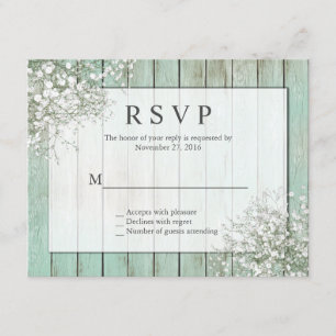 Mint Green Rustic Gipskraut UAWG RSVP Karte