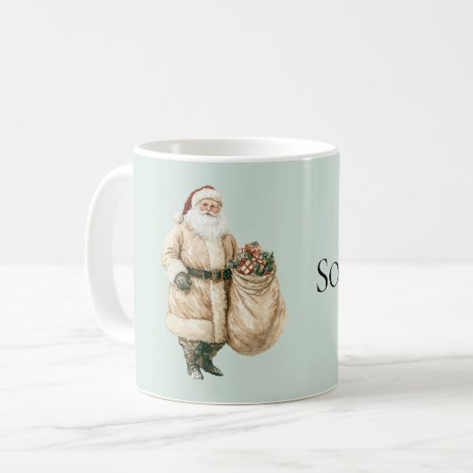 Mint Green Rustic Santa Kaffeetasse (Vorderseite Links)