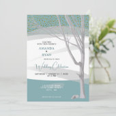 Mint Green Rustic Winter Tree Watercolor Wedding Einladung (Stehend Vorderseite)