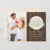 MINT GREEN RUSTISCHES BLUMENBOHO SAVE THE DATE ANKÜNDIGUNGSPOSTKARTE (Vorne/Hinten)