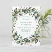 Mint Green & Sage Eucalyptus Bridesmaids Luncheon Einladung (Stehend Vorderseite)