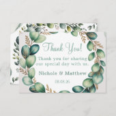 Mint Green & Sage Green Eucalyptus Wedding Dankeskarte (Vorne/Hinten)
