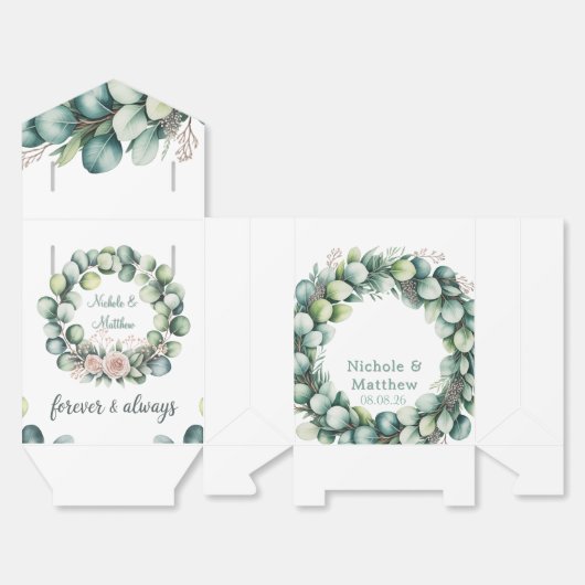 Mint Green & Sage Green Eucalyptus Wedding Geschenkschachtel (Ungefaltet)