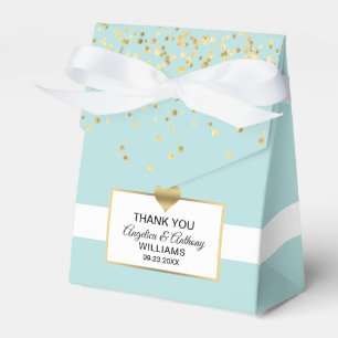 Mint Green Sage White Gold Heart Wedding Geschenkschachtel