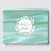 Mint Green Satin Look Wedding Guest Book Gästebuch (Vorderseite)
