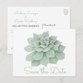 Mint Green Save the Date Sukkulent Cactus Wedding Ankündigungspostkarte (Vorne/Hinten)