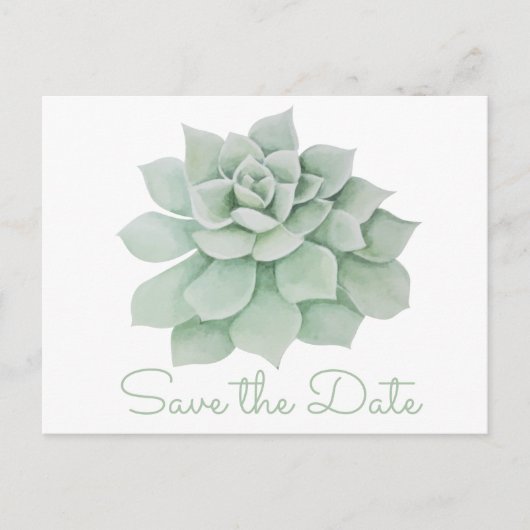 Mint Green Save the Date Sukkulent Cactus Wedding Ankündigungspostkarte (Vorderseite)
