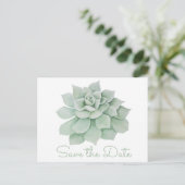 Mint Green Save the Date Sukkulent Cactus Wedding Ankündigungspostkarte (Stehend Vorderseite)