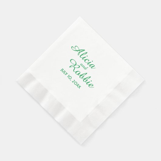 Mint Green Script Name Wedding Serviette (Ecke)