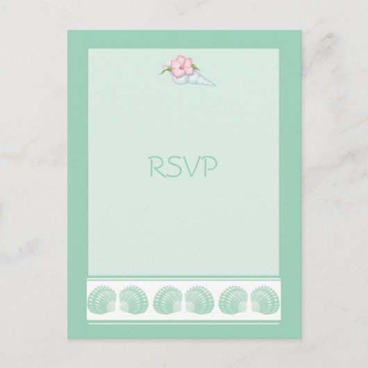 Mint Green Seashells Wedding RSVP Card Einladungspostkarte (Vorderseite)