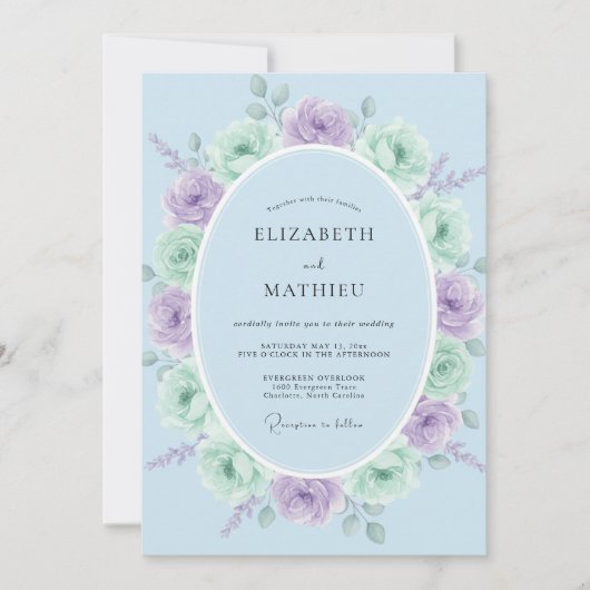 Mint Green Serene Springtime Wedding Einladung (Vorderseite)