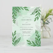 Mint Green Serene Woodland Wedding Einladung (Stehend Vorderseite)