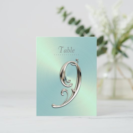 Mint Green Sheen Tischnummer (Stehend Vorderseite)