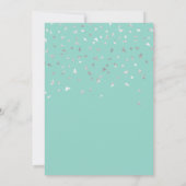 Mint Green Silver Confetti 80. Geburtstagsparty Einladung (Rückseite)