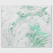 Mint Green Silver Grau Weiß Marmor Shiny Glam Geschenkpapier (Flach)