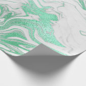 Mint Green Silver Grau Weiß Marmor Shiny Glam Geschenkpapier (Ecke)
