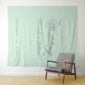 Mint Green Simple Calligraphy Wedding Background Wandteppich (Beispiel (Horizontal))