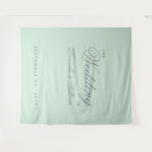Mint Green Simple Calligraphy Wedding Background Wandteppich (Vorderseite (Horizontal))
