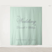 Mint Green Simple Calligraphy Wedding Background Wandteppich (Vorderseite)