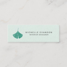 Mint Green Simple Ginkgo Leaf Nature Mini Visitenkarte