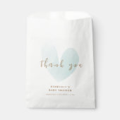Mint Green Simple Heart Baby Dusche Danke Geschenktütchen (Vorderseite)