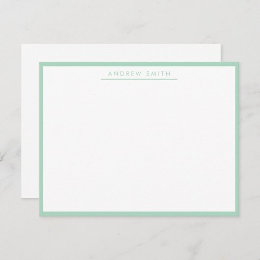 Mint Green Simple Line Modernes Classic Minimalist Mitteilungskarte (Vorne/Hinten)