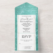 Mint Green Sparkle All In One Einladung (Innen Boden)