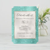 Mint Green Sparkle Einladung (Stehend Vorderseite)