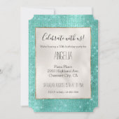 Mint Green Sparkle Einladung (Vorderseite)