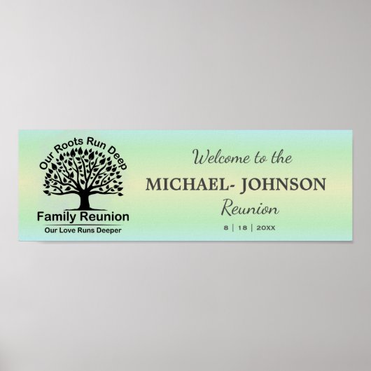 Mint Green Sparkle Family Tree Wiedersehen-Banner Poster (Vorne)