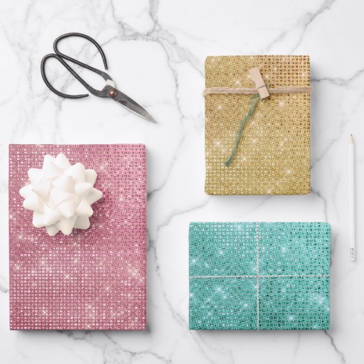 Mint Green Sparkle Geschenkpapier Set (Vorderseite)
