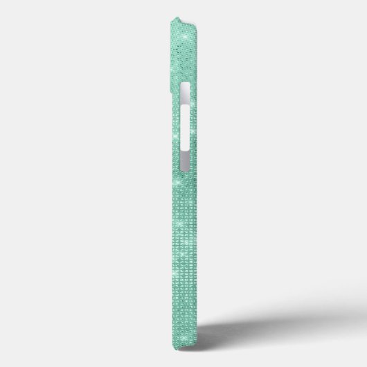 Mint Green Sparkle Glitzer Girly Glam Case-Mate iPhone Hülle (Rückseite / Links)