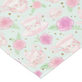 Mint Green Spring Floral Tees Cups Muster Kurzer Tischläufer (Ecke)