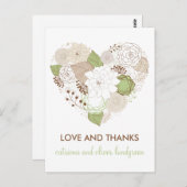 Mint Green Spring Heart Blume Danke Postcard Postkarte (Vorne/Hinten)