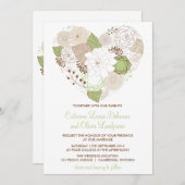 Mint Green Spring Heart Blume Hochzeit Einladung (Vorne/Hinten)