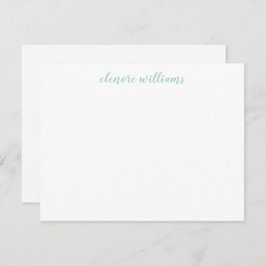Mint Green Stilvoll Moderne Elegante Girly Script Mitteilungskarte (Vorne/Hinten)