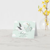 Mint Green Stork Baby Dusche Danke Karte (Gelbe Blume)