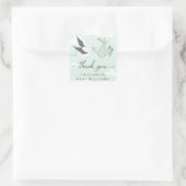 Mint Green Stork Baby Dusche Danke Quadratischer Aufkleber (Tasche)