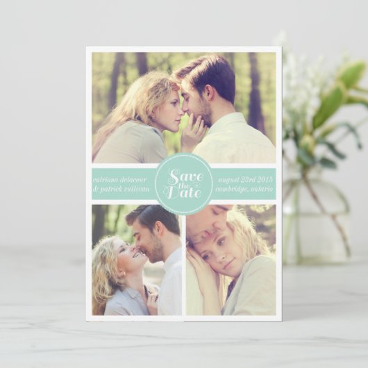 Mint Green Strip Ankündigung Datum freihalten (Stehend Vorderseite)