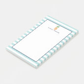 Mint Green Stripe Ananas Personalisiert Post-it Klebezettel (angewinkelt)
