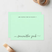 Mint Green Stylish Script Elegant Minimalist Mitteilungskarte (Vorderseite/Rückseite Beispiel)