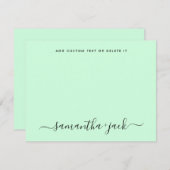 Mint Green Stylish Script Elegant Minimalist Mitteilungskarte (Vorne/Hinten)