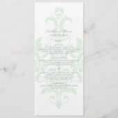 Mint Green subtle Damask Wedding Menu Menükarte (Vorderseite)